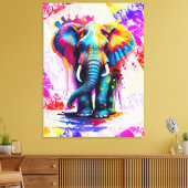 Kleurrijke Elephant Wall Art Print - Wildlife (Insitu (Woonkamer))