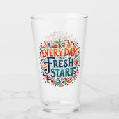 Kleurrijke "Elke dag is een frisse start" Motivati Glas (Voorkant)