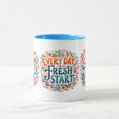 Kleurrijke "Elke dag is een frisse start" Motivati Mok (Midden)