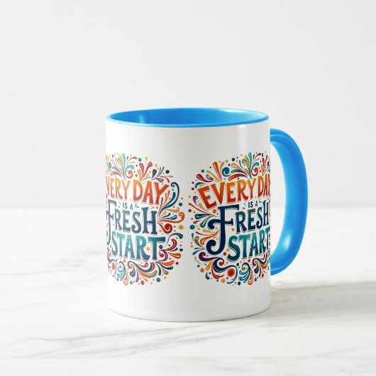 Kleurrijke "Elke dag is een frisse start" Motivati Mok (Voorkant rechts)