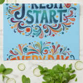 Kleurrijke "Elke dag is een frisse start" Motivati Theedoek (Gevouwen)