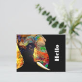 Kleurrijke ellephant Head Portret Tekening Briefkaart (Staand voorkant)