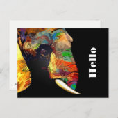Kleurrijke ellephant Head Portret Tekening Briefkaart (Voorkant / Achterkant)