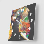 Kleurrijke ellephant Head Portret Tekening Vierkante Klok (Hoek)