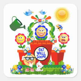 Kleurrijke Emoji Flowers Contour Sticker