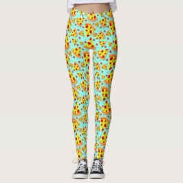 Kleurrijke Emoji Food Pepperoni Pizza Slices Gedru Leggings