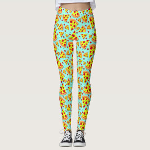 Kleurrijke Emoji Food Pepperoni Pizza Slices Gedru Leggings