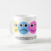 Kleurrijke Emoji Gezichten Gepersonaliseerd Koffiemok (Voorkant links)