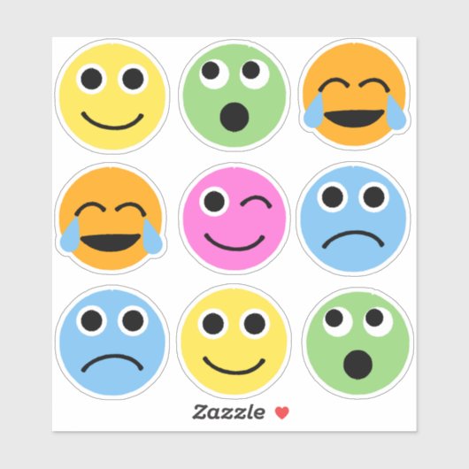 Kleurrijke Emojis Faces Emoticons Stickers (Vel)