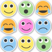 Kleurrijke Emojis Faces Emoticons Stickers (Voorkant)