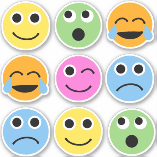 Kleurrijke Emojis Faces Emoticons Stickers (Voorkant)