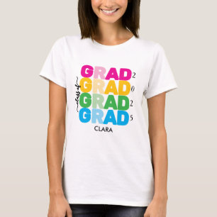 Kleurrijke en aangepaste Naam en Jaar Afstudeerder T-shirt