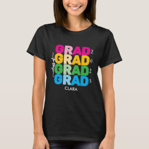 Kleurrijke en aangepaste Naam en Jaar Afstudeerder T-shirt