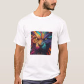 Kleurrijke en abstracte wolf's design T-shirt (Voorkant)