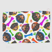 Kleurrijke en afspeelbare rottweiler golfhanddoek (Horizontaal)