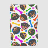 Kleurrijke en afspeelbare rottweiler golfhanddoek (Voorkant)