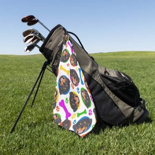 Kleurrijke en afspeelbare rottweiler golfhanddoek (Groen)