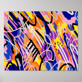 Kleurrijke en expressieve abstracte kunst poster