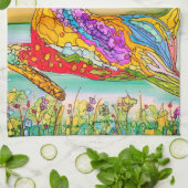 Kleurrijke en feestelijke Kerst Herten Keuken Hand Theedoek (Gevouwen)