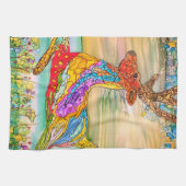 Kleurrijke en feestelijke Kerst Herten Keuken Hand Theedoek (Horizontaal)