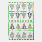 Kleurrijke en feestelijke kerstboom keukenhanddoek (Verticaal)