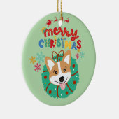 Kleurrijke en feestelijke Merry Christmas Husky Do Keramisch Ornament (Rechts)