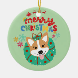 Kleurrijke en feestelijke Merry Christmas Husky Do Keramisch Ornament