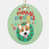 Kleurrijke en feestelijke Merry Christmas Husky Do Keramisch Ornament (Links)