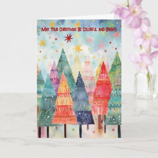 Kleurrijke en felle bomen Kerst Kaart (Orchidee)