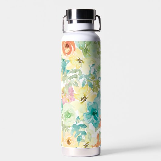 Kleurrijke en  florale waterverf waterfles (Achterkant)