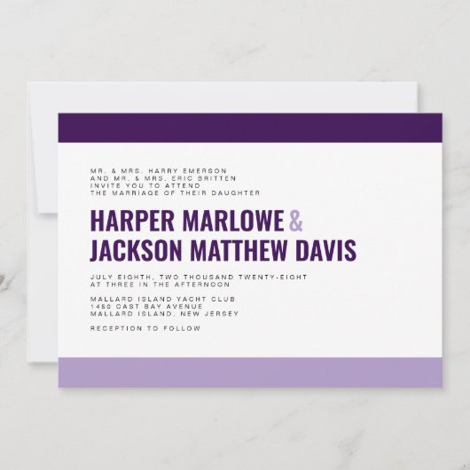 Kleurrijke en gedurfde huwelijksuitnodiging kaart (Voorkant)