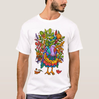 Kleurrijke en geweldig grappige kalkoen gestyled t-shirt