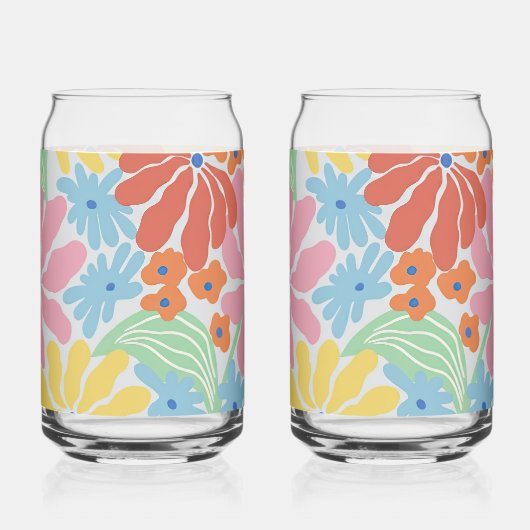 Kleurrijke en heldere Abstracte bloemen Blikvorm Glas (Links)