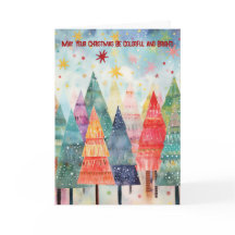 Kleurrijke en heldere bomen kerstkaart