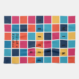 Kleurrijke en heldere kruiswoordpuzzel theedoek