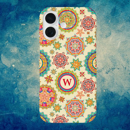 Kleurrijke en heldere Mandala vormen met Initiaal Case-Mate iPhone Case
