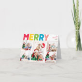 Kleurrijke en heldere Merry Gevouwen Vijf Foto Feestdagen Kaart (Voorkant)