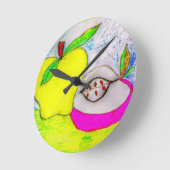 Kleurrijke en heldere Pop Art Apple Ronde Klok (Hoek)