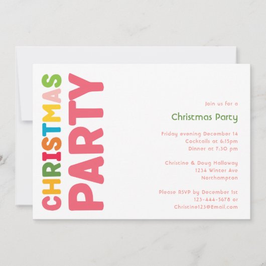 Kleurrijke en Heldere Uitnodiging van het Kerstmis (Voorkant)