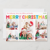 Kleurrijke en heldere vrolijke kerstdagen vijf fot feestdagenkaart (Voorkant)