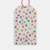 Kleurrijke en heldere vrolijke kerstfamilie cadeaulabel (Achterkant)