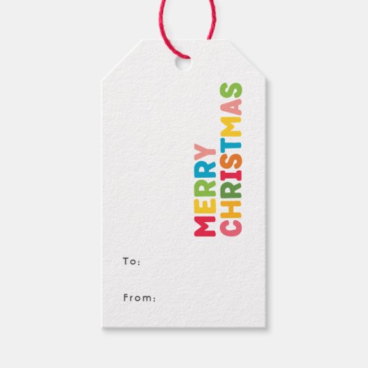 Kleurrijke en heldere Vrolijke Kerstmis aan en van Cadeaulabel (Voorkant)