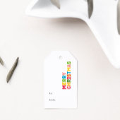 Kleurrijke en heldere Vrolijke Kerstmis aan en van Cadeaulabel