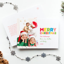 Kleurrijke en heldere Vrolijke Kerstmis Één Foto Feestdagenkaart
