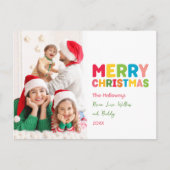 Kleurrijke en heldere Vrolijke Kerstmis Één Foto Feestdagenkaart (Voorkant)