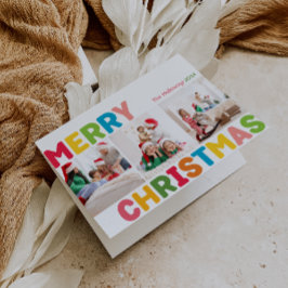 Kleurrijke en Heldere Vrolijke Kerstmis Gevouwen 3 Feestdagen Kaart