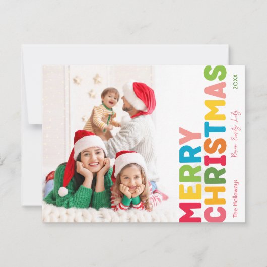 Kleurrijke en heldere Vrolijke Kerstmis Volledige  Feestdagenkaart (Voorkant)