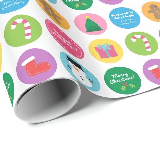 Kleurrijke en helderziende kerstcadeauverpakking cadeaupapier (Rol Hoek)