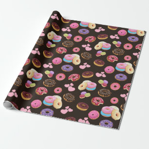 Kleurrijke en lekkere donuts en harten cadeaupapier