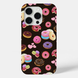 Kleurrijke en lekkere donuts en harten iPhone 15 pro case